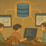 Representación visual estilo Ghibli de qué es NoSQL y cómo se aplica en programación web.
